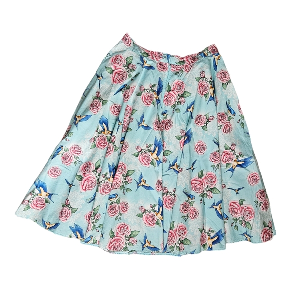 Hell Bunny Dresses & Skirts - Hell Bunny Vixen Retro A-Line Bird Floral Lacey Skirt 50's